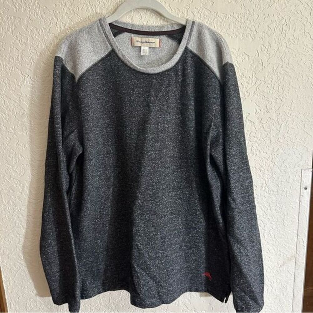 Tommy Bahama Pullover Mens L Gray Raglan Marled Long Sleeve Sweatshirt Crew Neck - Picture 3 of 12